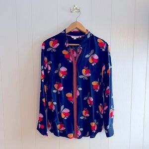 Boden Women’s Navy Floral Silk Blouse